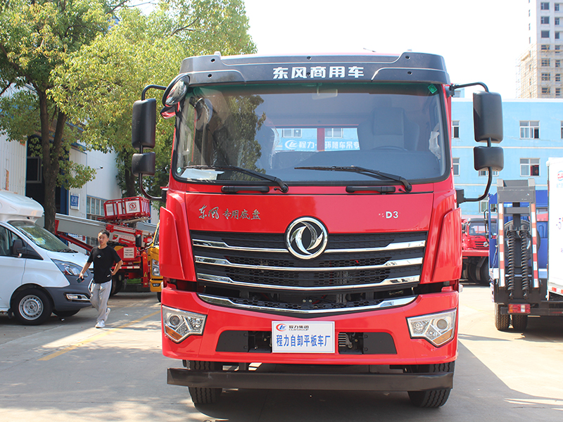 东风D3国六单桥平板运输车